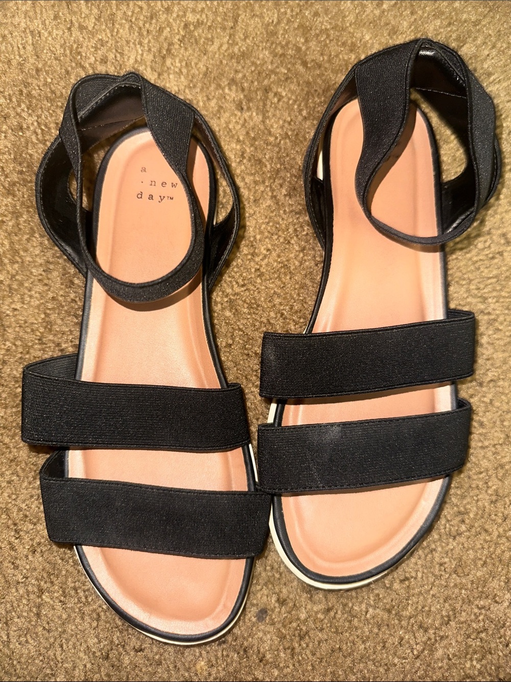 a new day Black Triple-Strap Ankle Wrap Sandals for Women
